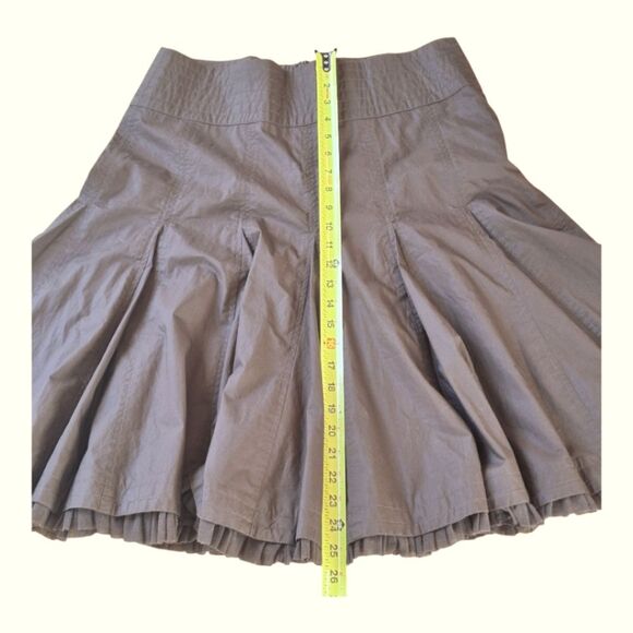 NWT CAbi #480 Masai Tulle Trimmed Flare Skirt Cotton Chocolate Brown Coconut 8 - Picture 9 of 13